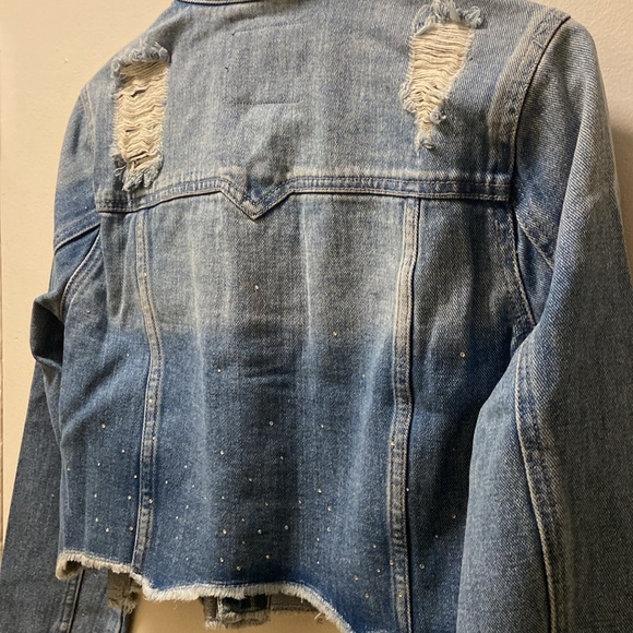 Denim jacket with rhinestone design - Picture 6 of 7